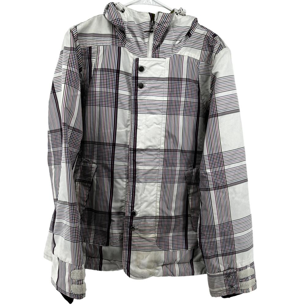 Burton Jet Set Jacket Plaid Oversized Hooded Snowboarding Winter Multicolor L